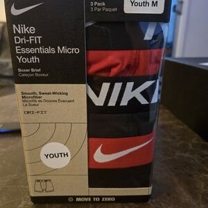 Nike Youth Boxer Briefs - Black & Red with White Swoosh (3-Pack)